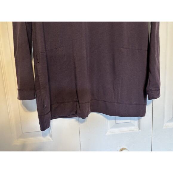 J Jill Womens Blouse Petite Medium Purple Back Keyhole Tunic Pockets Long Sleeve - Picture 2 of 6